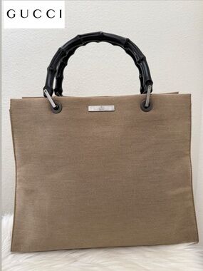 GUCCI Bamboo Canvas Top Handle Bag